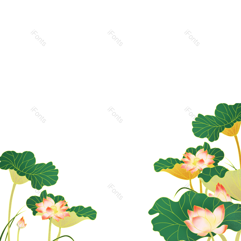 叶子图片,工笔画元素,荷叶PNG,免抠素材